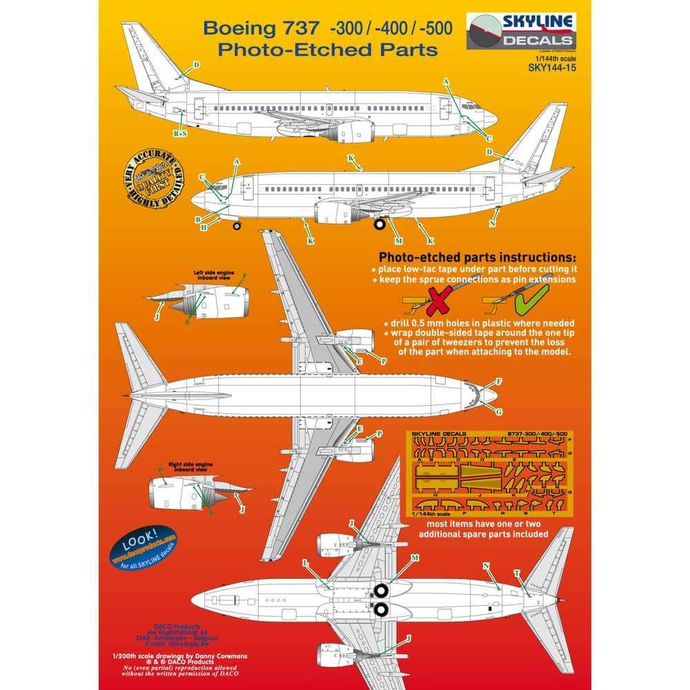 Daco 1/144 B737-300-500 Detail Etched Parts Set (2 Pack) : Amazon
